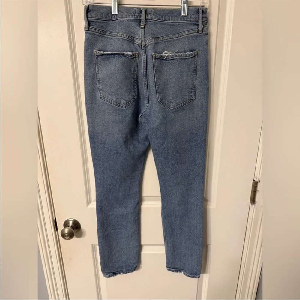 AGOLDE Riley 90s High Rise Straight Crop Distressed Button Fly Jeans size 27 EUC - Picture 5 of 5